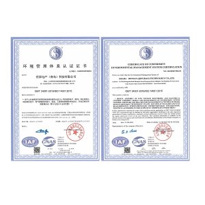 ISO14001環境管理體系認證證書（中、英）